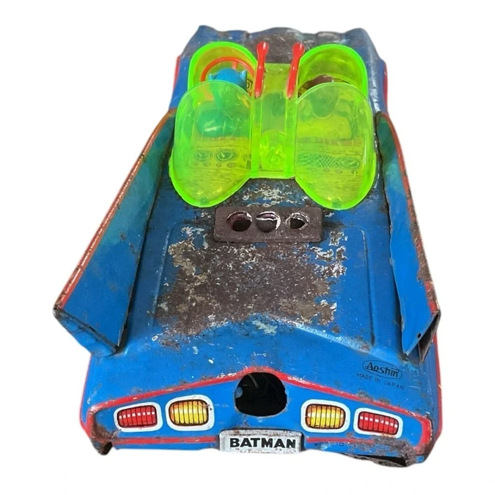 Vintage Aoshin Tin Batmobile Japan – Rare Blue